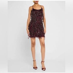 Liv Foster Bead & Sequin Fringe Bodycon Mini Dress Size 6 NWT